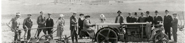 Archival image people with tractor photo credit Jim Brown