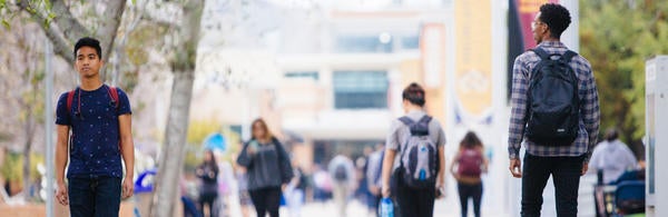 students walking in the quad